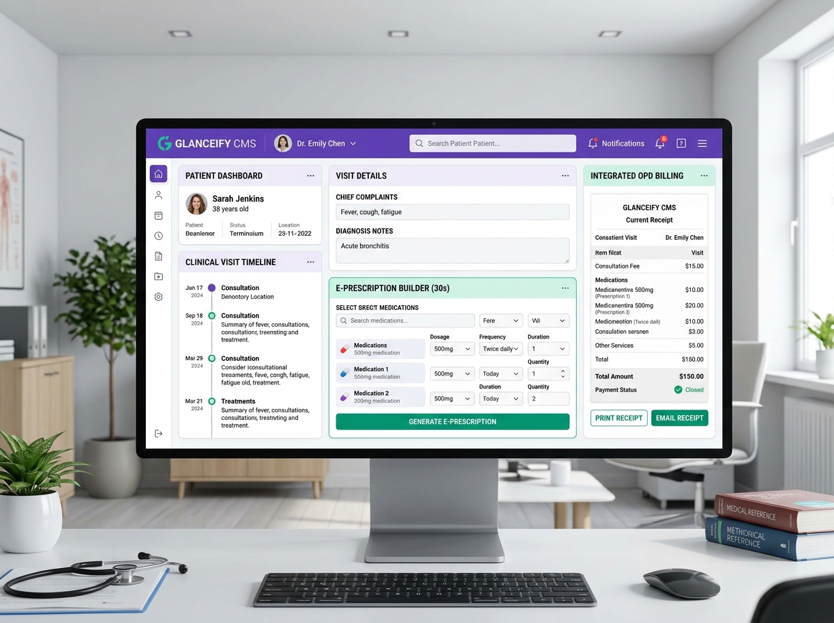 Glanceify Clinic Management System (CMS) Dashboard